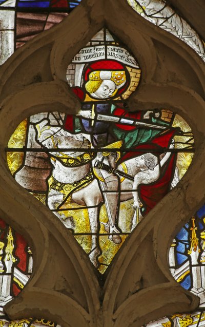Window depicting St Martin dividing his cloak with a beggar by French School